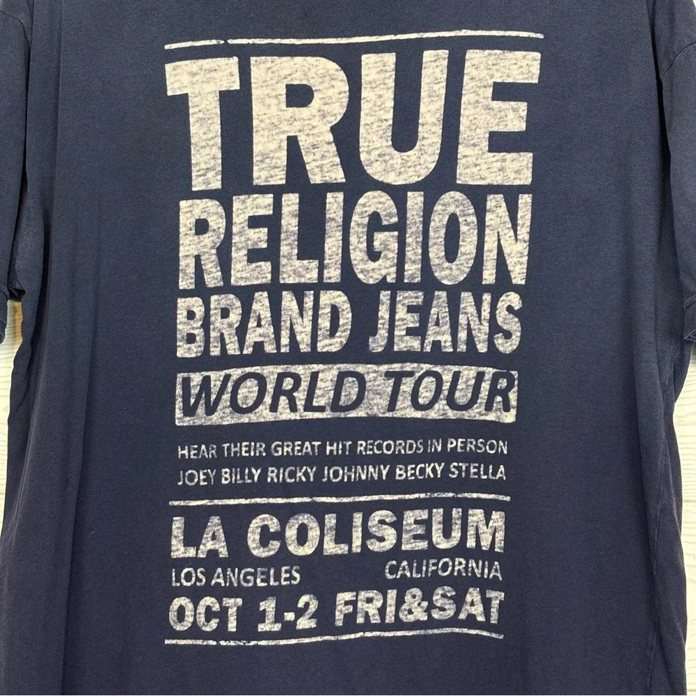 True Religion Navy Blue Logo Short Sleeve T-Shirt Size XL